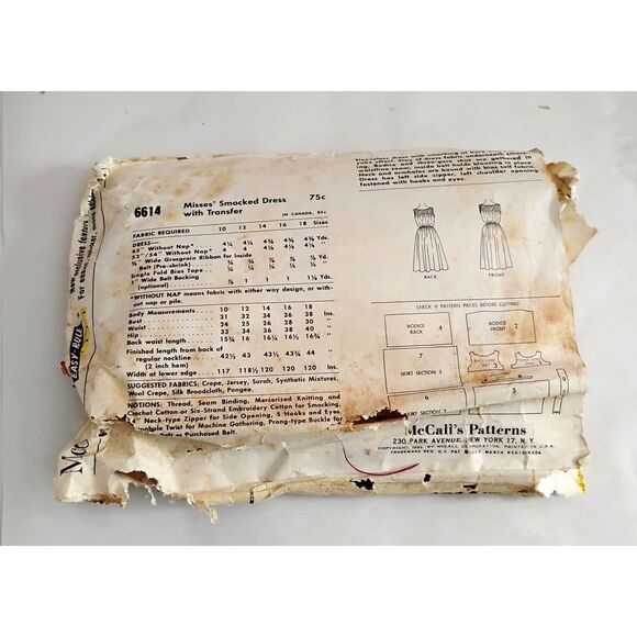 1960s Vintage Smocked Dress, XS, XXS, McCall’s 6614, Sewing Pattern, 1962 - Picture 2 of 2